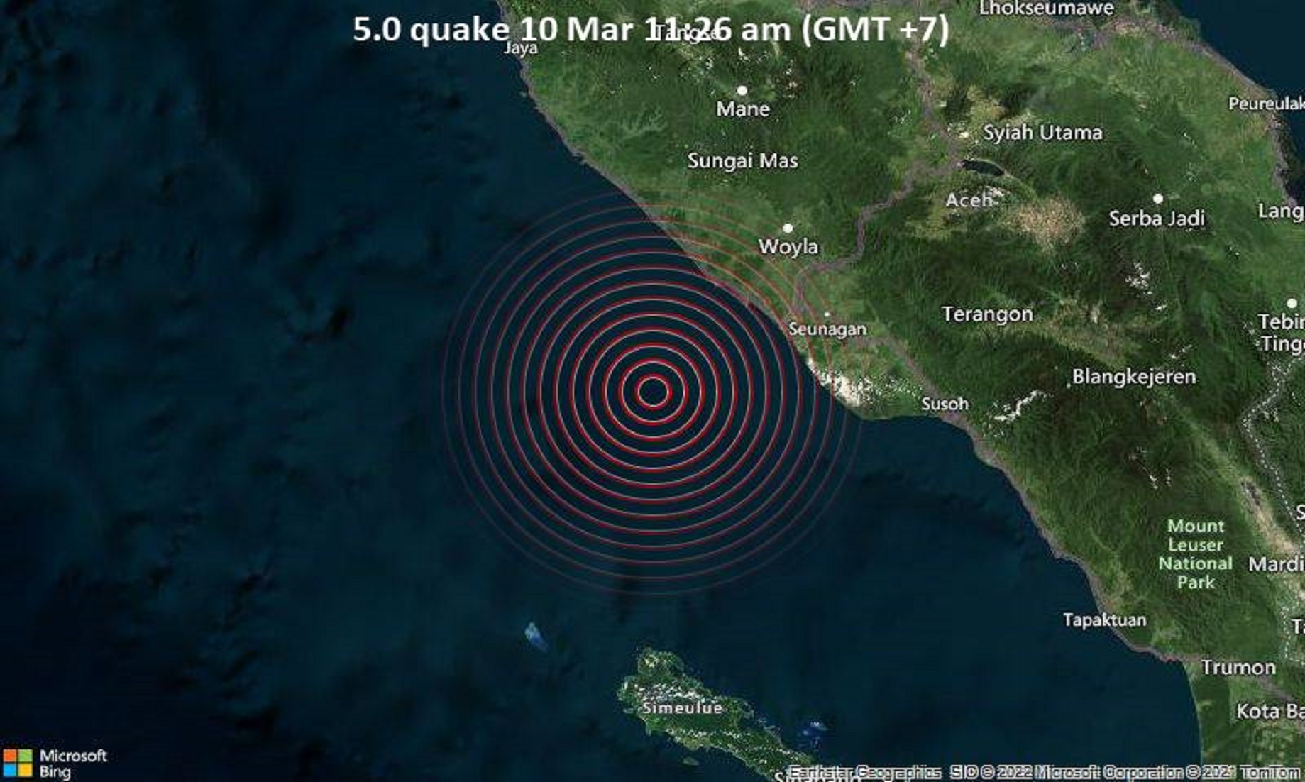 5.1-Magnitude Quake Hits 36 Km SW Of Meulaboh, Indonesia – USGS