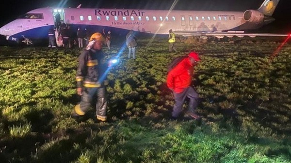 RwandAir plane skids off runway at Uganda’s Entebbe airport; no injuries