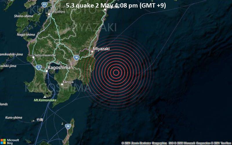 Magnitude 5.3 Earthquake Strikes Near Miyazaki, Japan