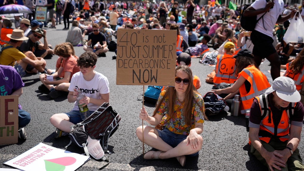 Protesters in UK decry climate change after record heatwave