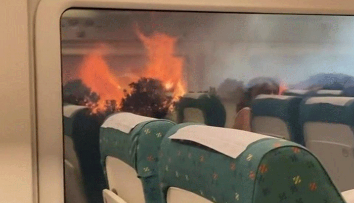 Spanish fires: 10 passengers injured fleeing train in Bejís