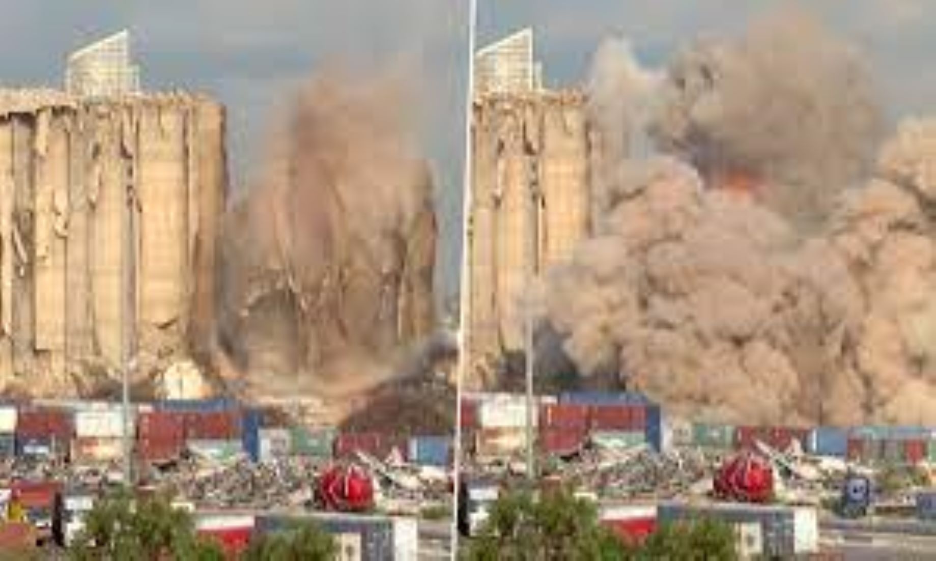 Northern Part Of Damaged Beirut Port Silos Collapsed Entirely