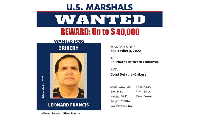 US Marshals offer US$40,000 reward for info on Malaysian fugitive nicknamed ‘Fat Leonard’