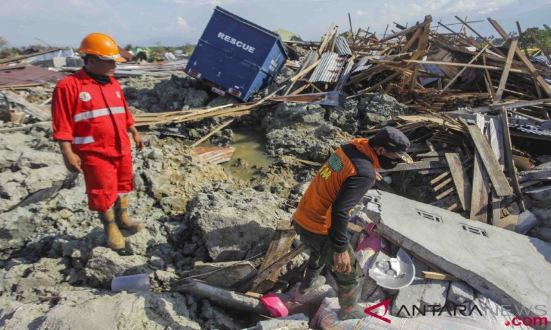 Strong Earthquake In Indonesia Damaged Buildings