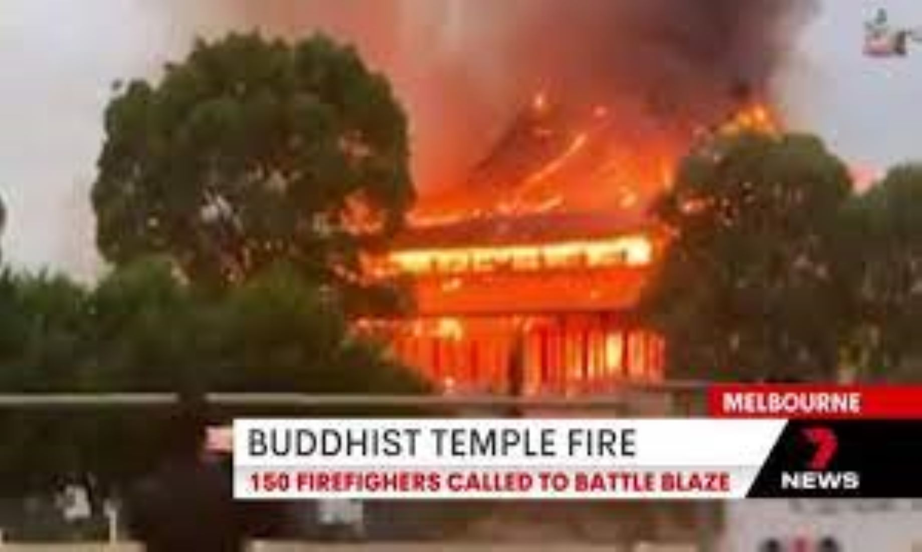 Fire Damaged Buddhist Temple In Melbourne