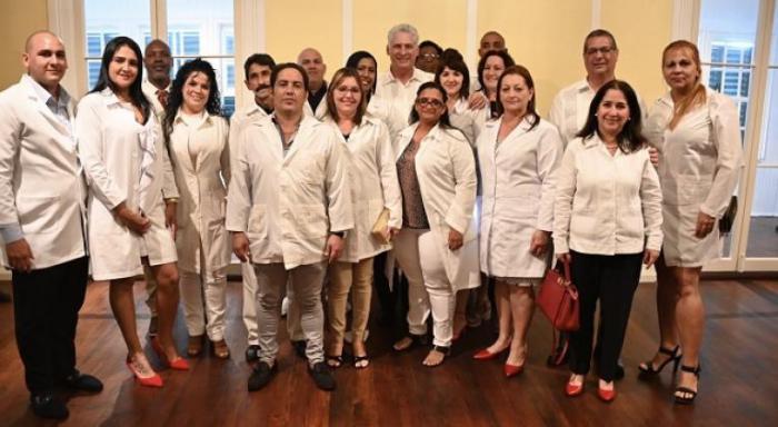 Cuban Pres Diaz-Canel held meeting with health collaborators in Belize