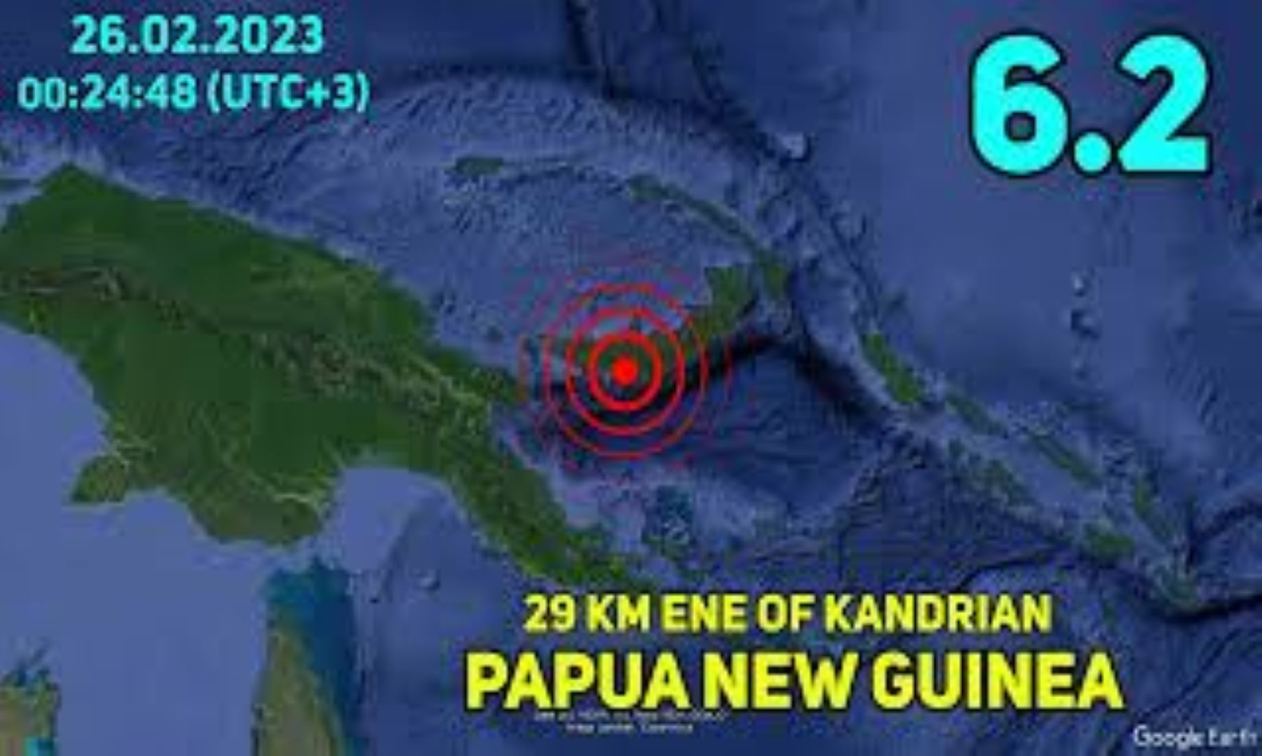 6.2-Magnitude Quake Hit 29 Km ENE Of Kandrian, Papua New Guinea