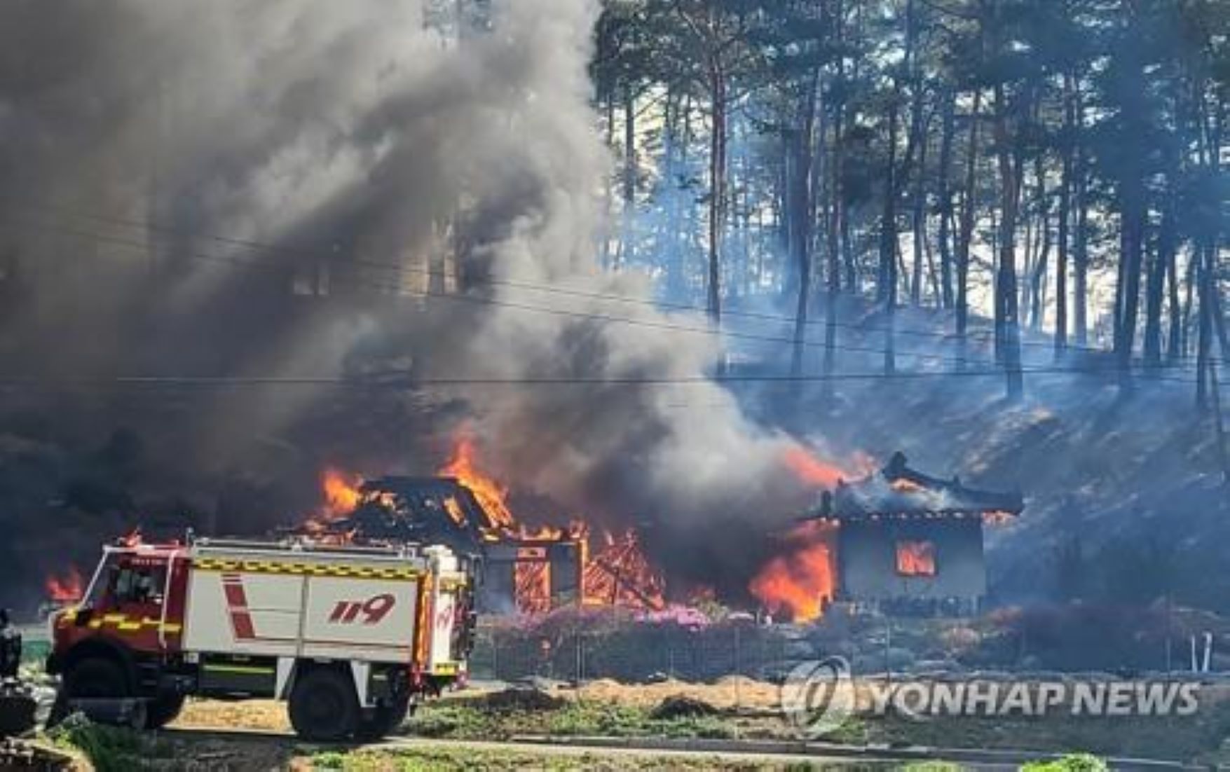 S. Korea’s Fire Destroyed Forest, Houses Amid Strong Winds