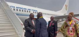 South African President Ramaphosa arrives in Luanda for 43rd Ordinary SADC Summit