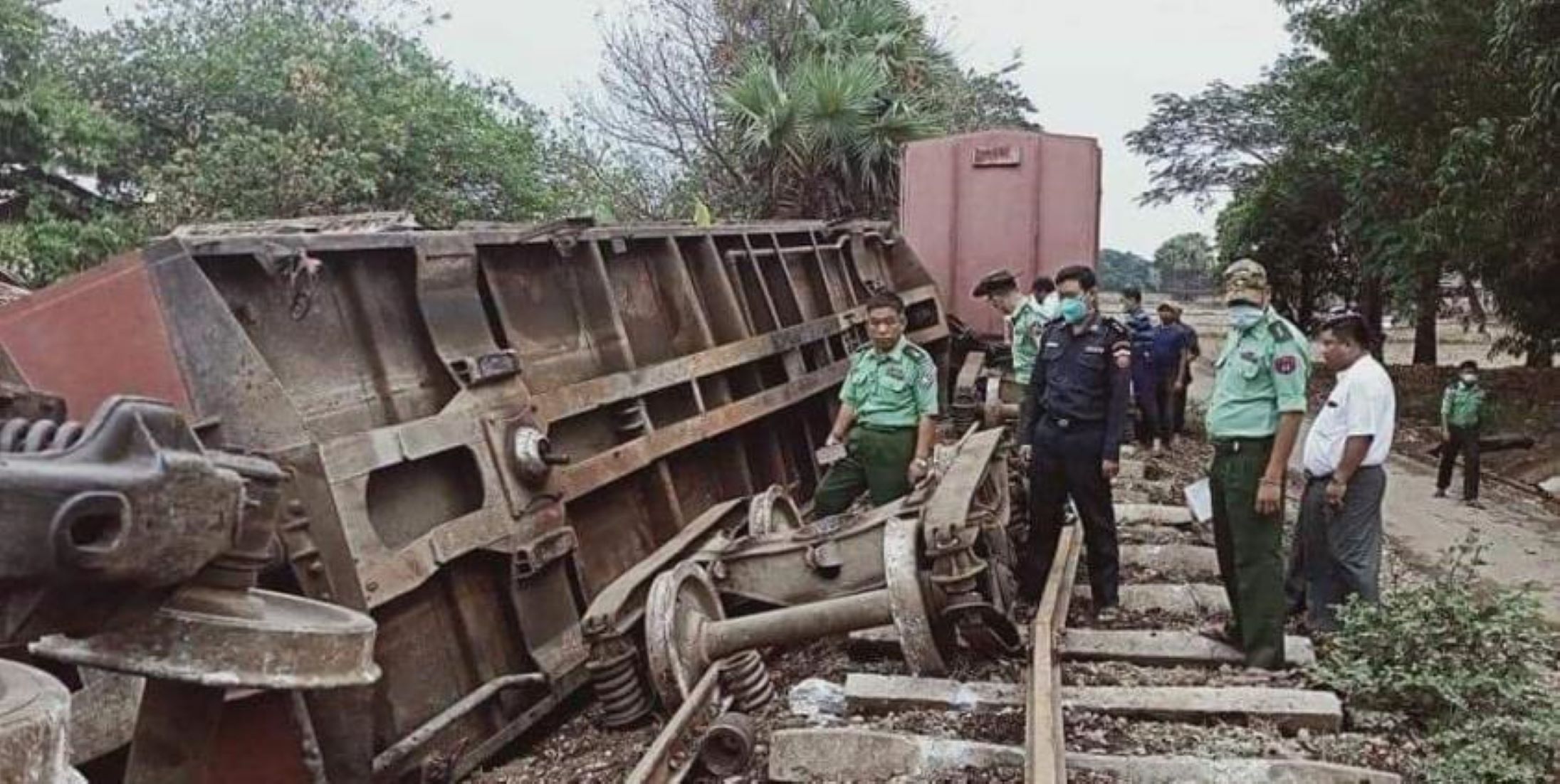 Rock-Loaded Train Hit By Mine Explosion In Southern Myanmar