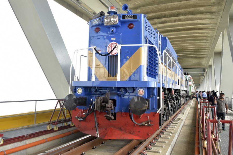 Freight Train Test Run On BRI Railway Via Padma Bridge Conducted In Bangladesh