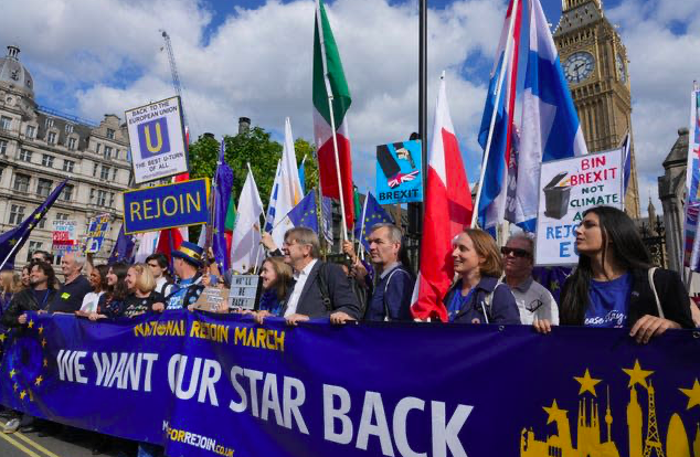 Thousands of British people protested against Brexit, demanding to rejoin the EU