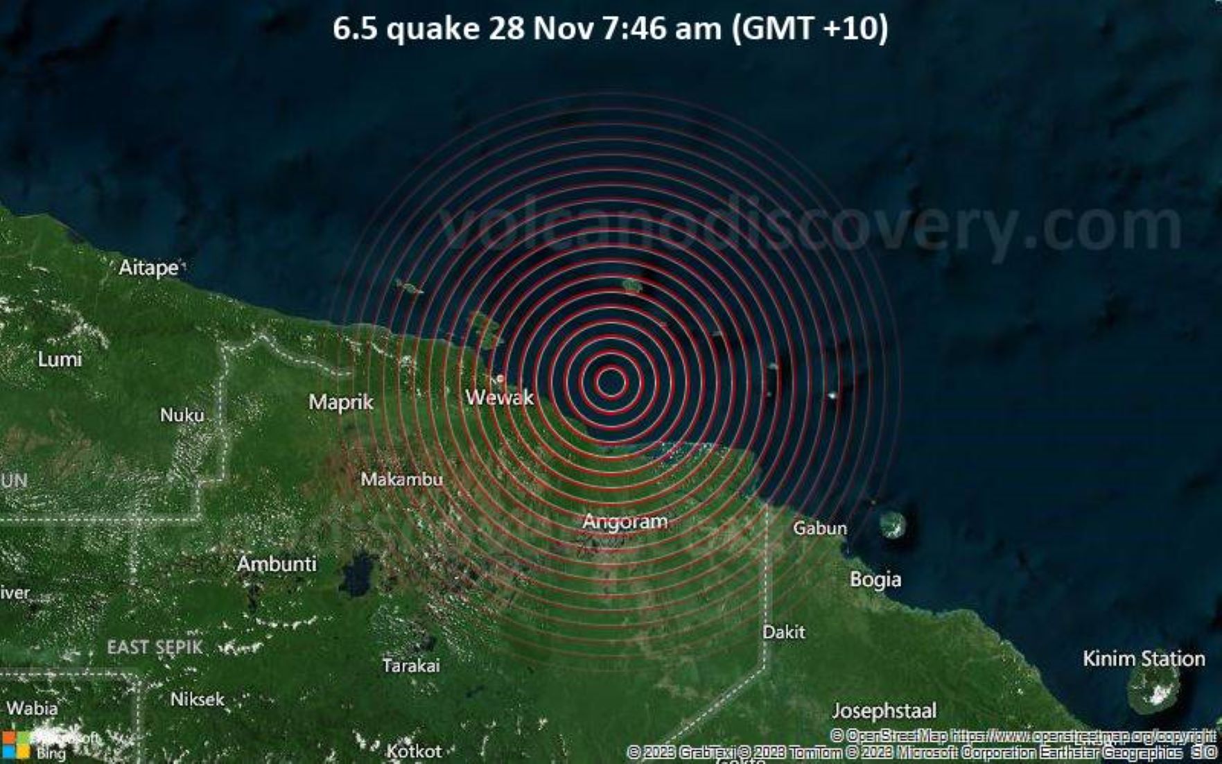 6.5-Magnitude Quake Hit 49 KM NE Of Wewak, Papua New Guinea