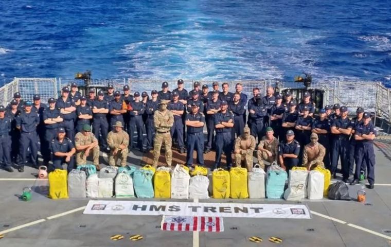 UK’s HMS Trent seized £290.66m of cocaine in two huge blows to drug runners in the Caribbean