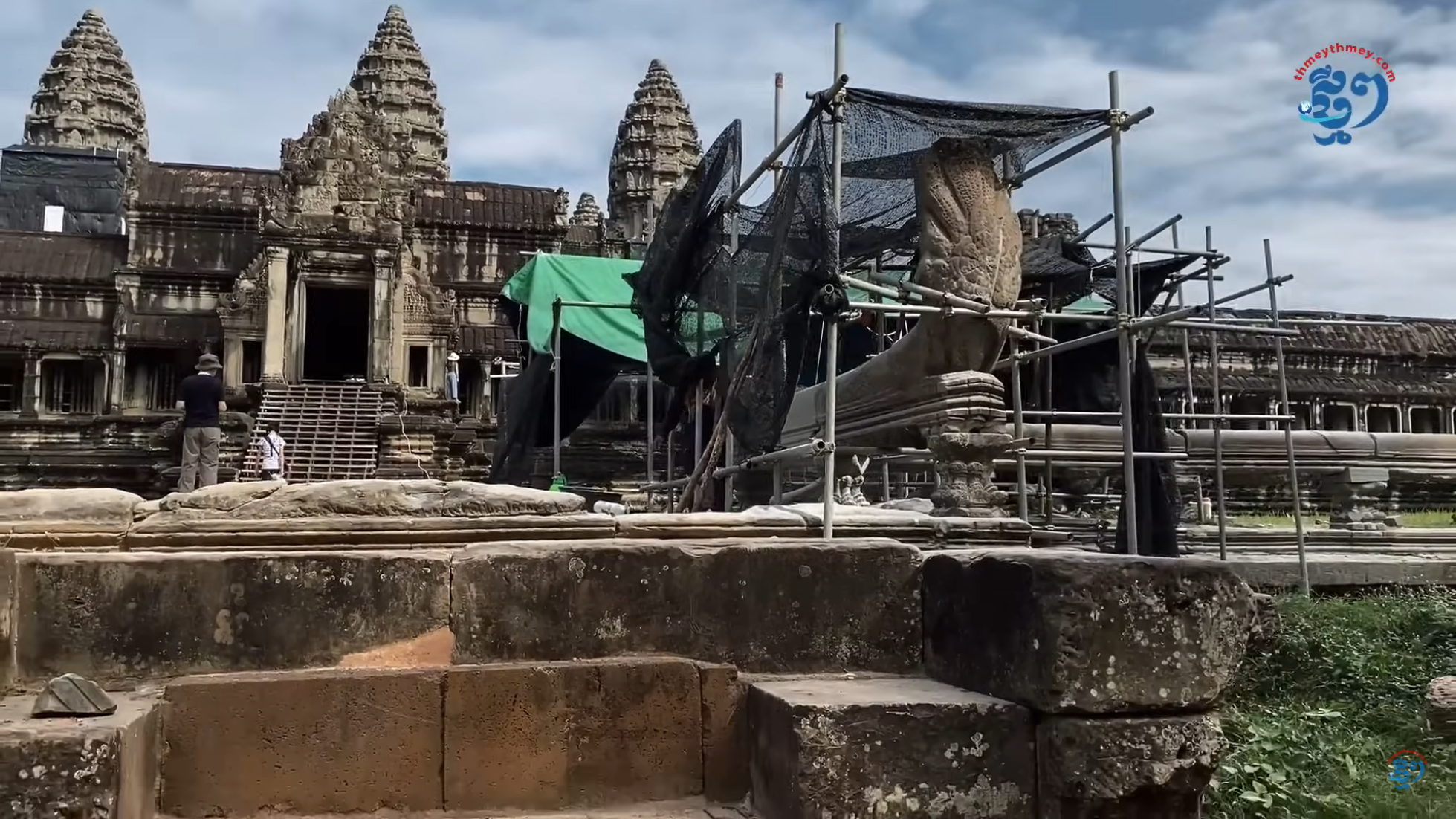 Restoration Work Begins On Stairs, Naga Balustrades On Ground Floor Of Cambodia’s Angkor Wat