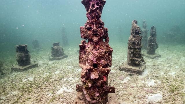 Colombian underwater ‘art gallery’ serves as coral home