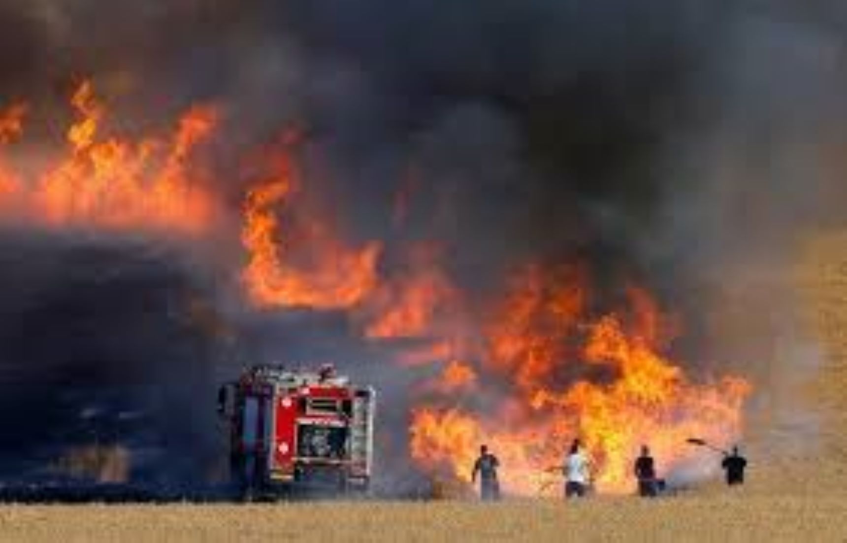 Large Fire Ravaged Agricultural Land In S. Syria