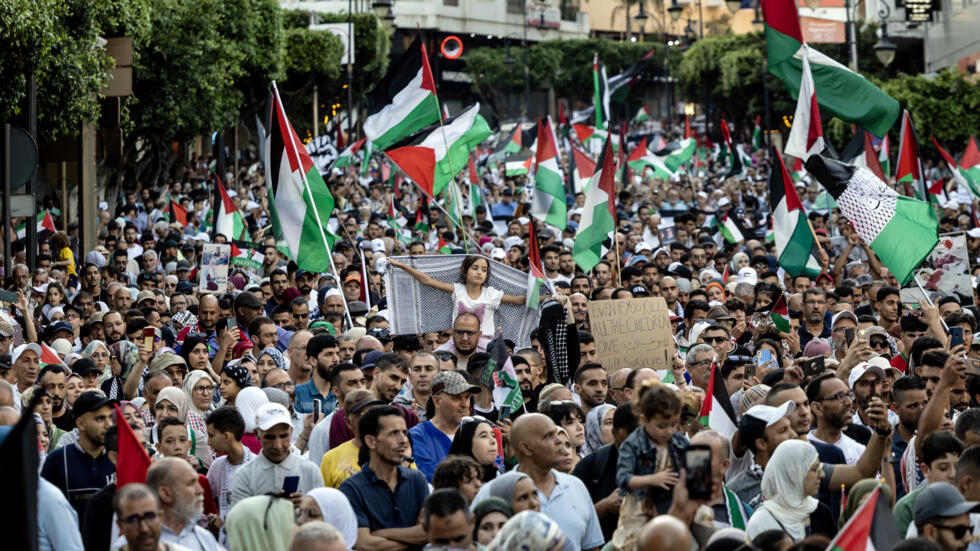 Moroccans march in pro-Palestinian rally