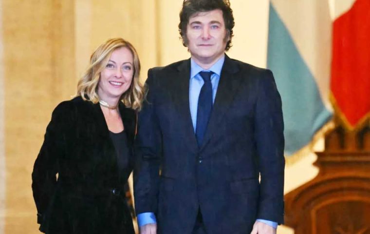 Argentine Pres Milei granted Italian citizenship in meeting with Italy’s PM Meloni